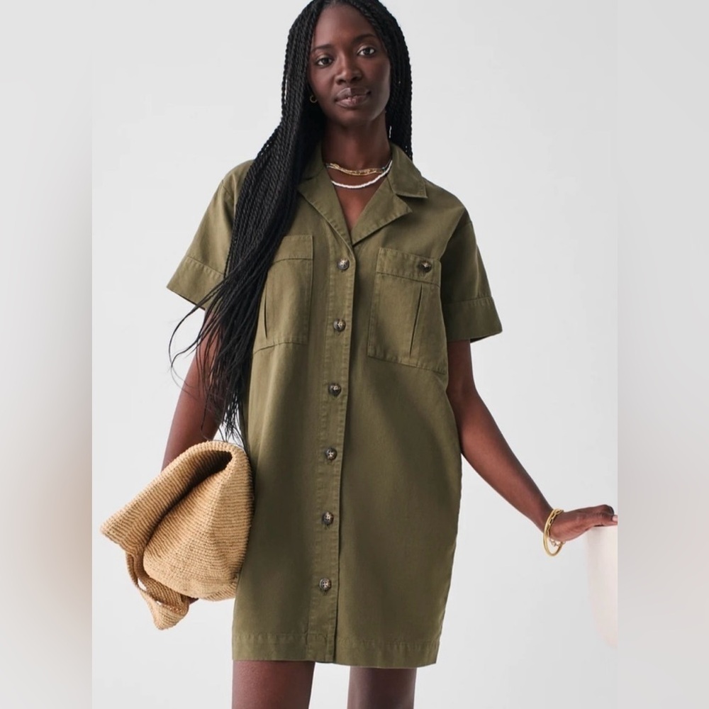 Faherty Palos Verdes Dress in Military Olive NWT Size Small